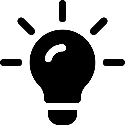 Icon of a glowing light bulb