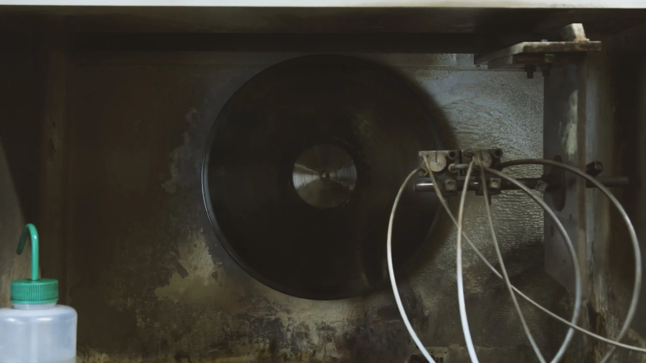 Photo of a record getting electroplated